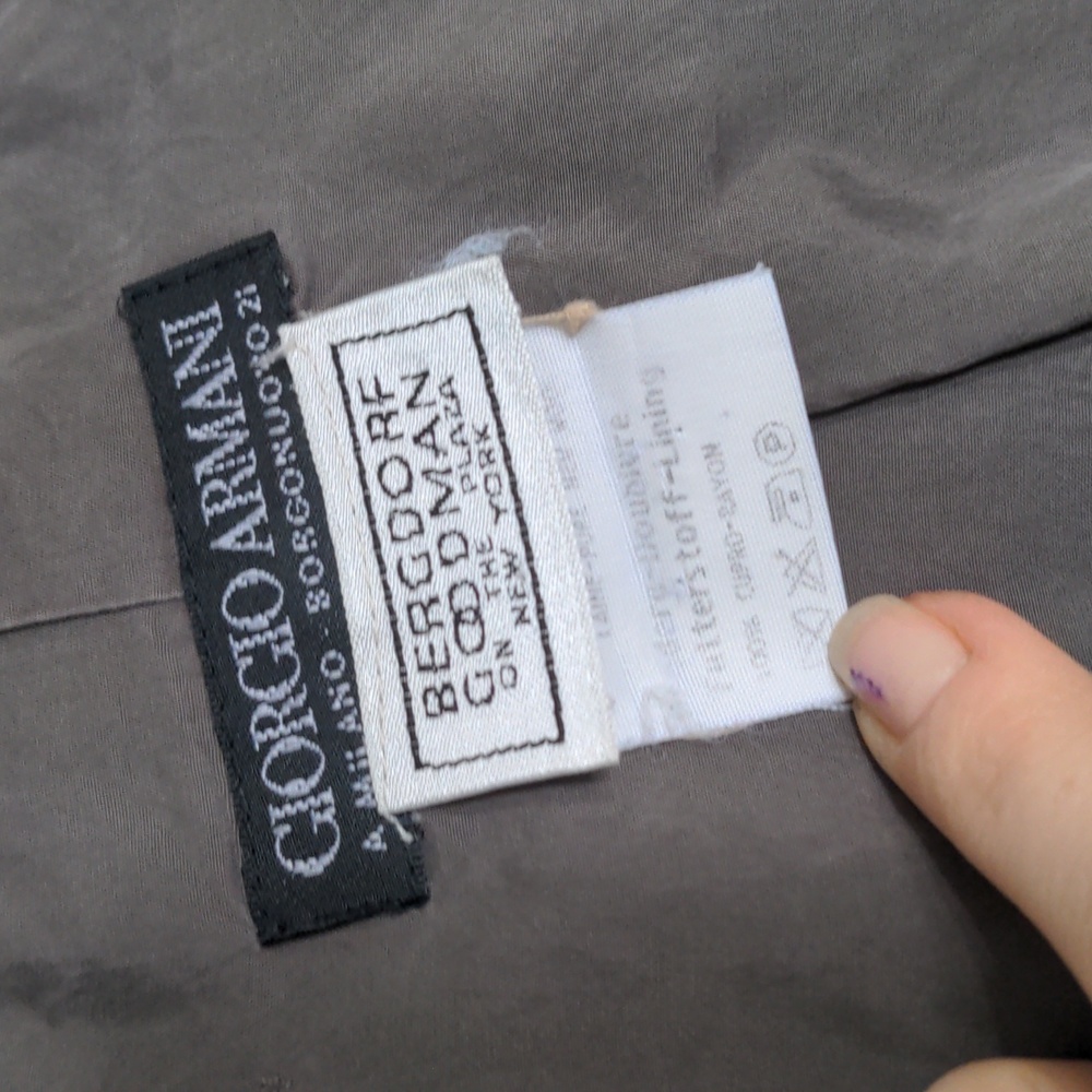 Vintage Armani Suit Jacket & Skirt Small Green Bergdorf Goodman Milano - Picture 7 of 13